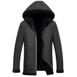 2019 Новые мужские пальто из натуральной овчины теплая шерстяная мотоциклетная зимняя куртка