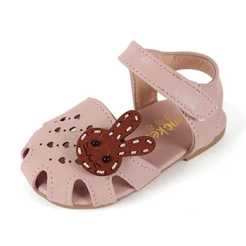 

COZULMA Kids Fashion Rabbit Sandal Shoes Summer Baby Girls Princess Heart Cut-outs Shoes Children Baby Soft Shoes Size 21-25