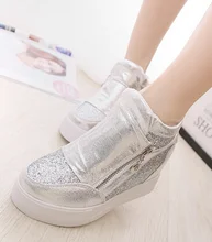 Free shipping 2015 Spring and Autumn casual shoes, high shoes increased heavy-bottomed female side zipper shoes