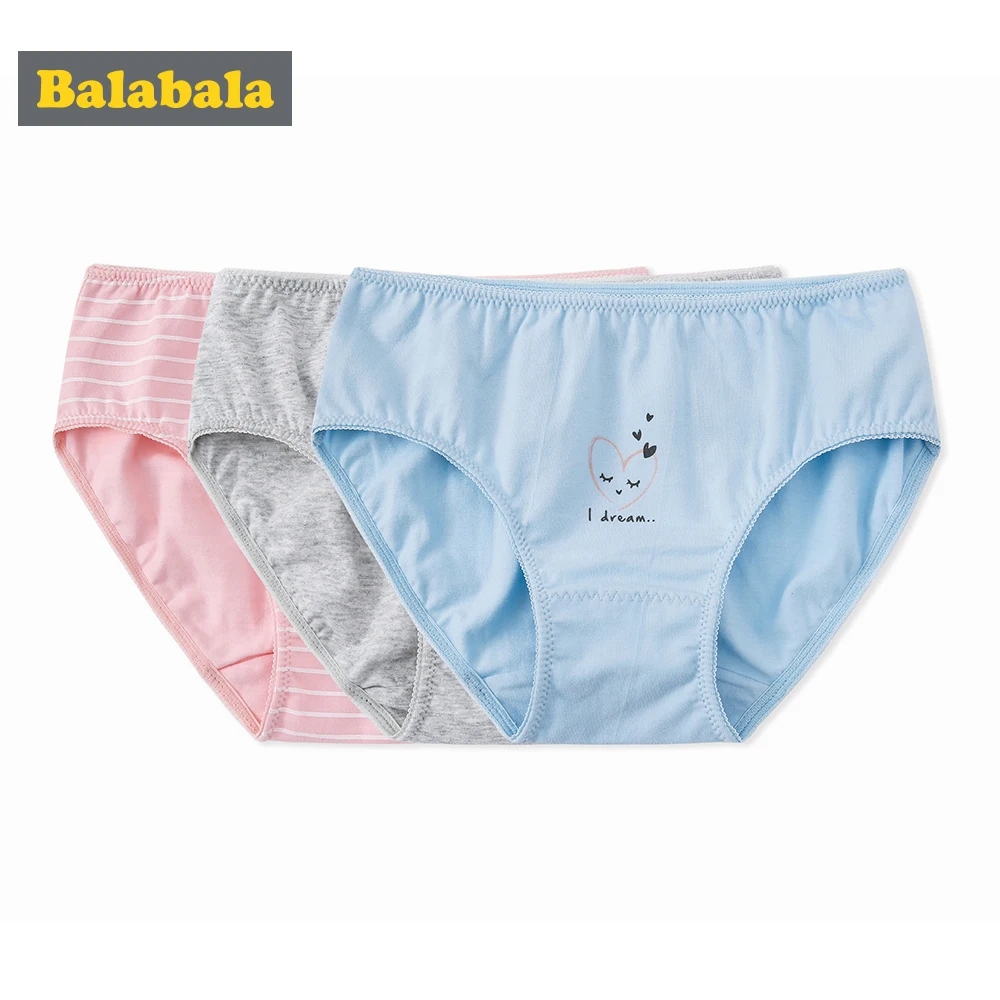 

Balabala 3-Pack Soft Cotton Undies for Teenager Girl Striped Puberty Girl Underwear Briefs Calcinha Infantil Majtk Elastic Waist