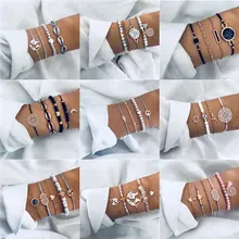 Brazalete bohemio de 32 estilos para mujer, conchas de corazón, estrella, Luna, mapa, cuentas de cristal, abalorio para mujer, accesorios de joyería para fiesta y boda