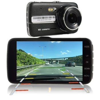 Udricare 4.3 inch Car Truck Vehicle DVR Full HD 1080P Dash Cam ADAS LDWS Distance Warning Dual Lens Camera Rear View DVR