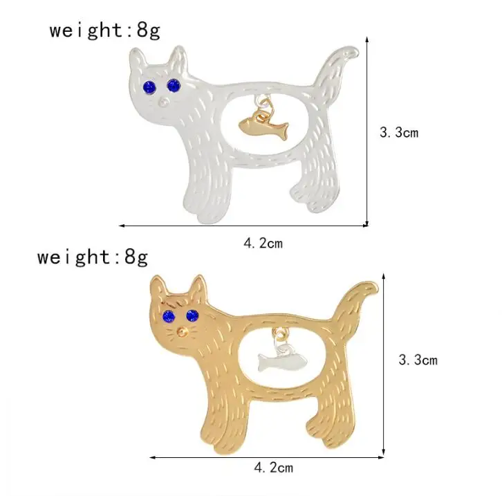 Jisensp Новое поступление, металлические булавки в виде животных, модная Милая кошка, рыба, брошь с булавкой для костюма для женщин, аксессуары для одежды, ювелирные броши