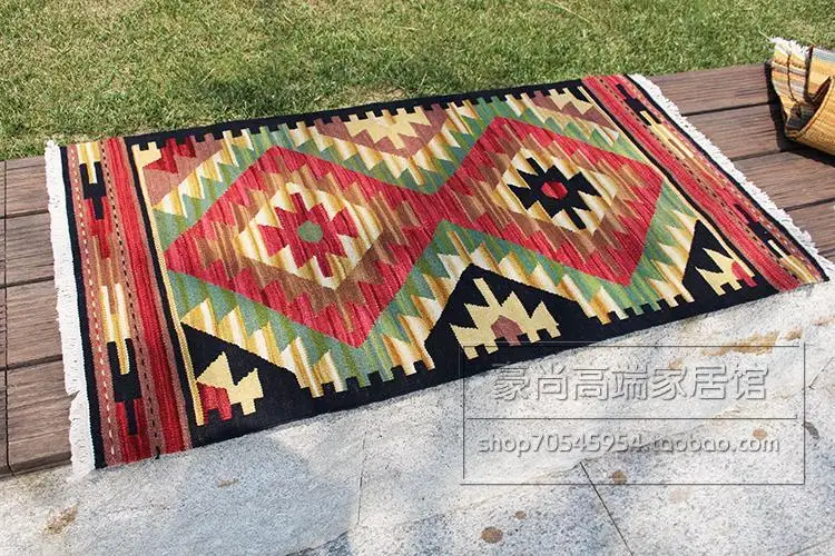 

kilim carpet wool Woven floor for bedroom Traditional geometric wool knitting carpets