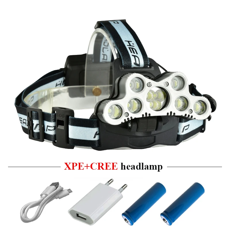 

9 led headlamps with Life-saving whistle xml t6 headlight 18650 waterproof head torch Micro USB charging fishing head flashlight