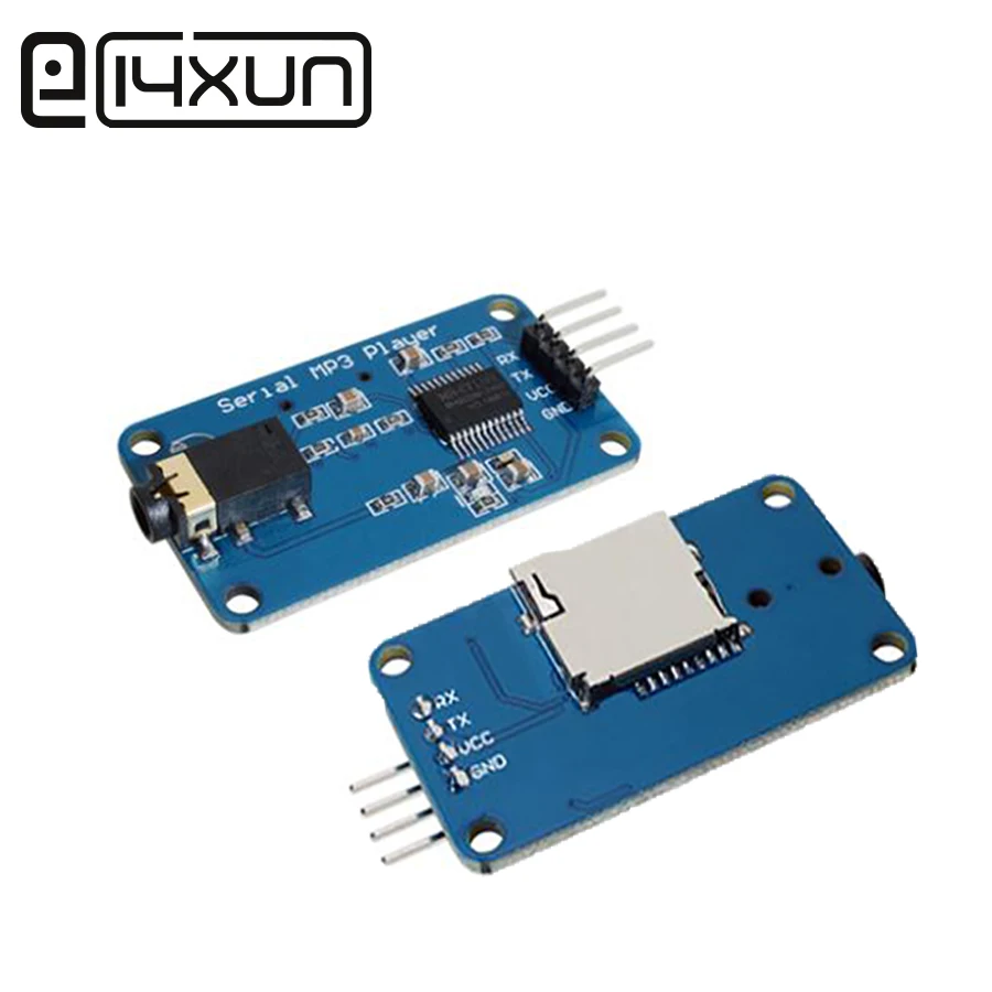 

EClyxun 1pcs MP3 Player PCB Connector WAV Format Music Voice Serial Port Control Decoding Module with TF card slot 3.5mm jack