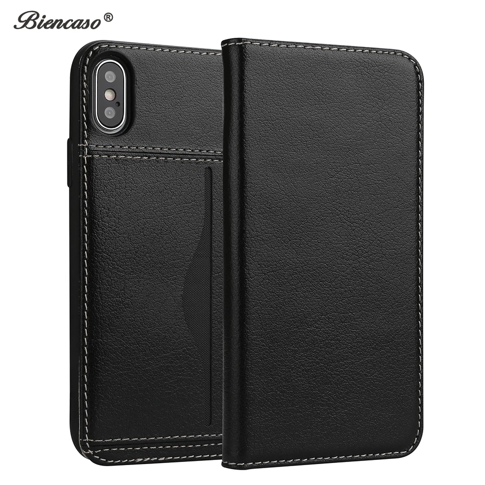 

For iPhone X Vintage Genuine Leather Flip Stand Case For iPhone 7 8 Plus Cases Wiht Back Card Holder Smart Phone Bags Cover B89