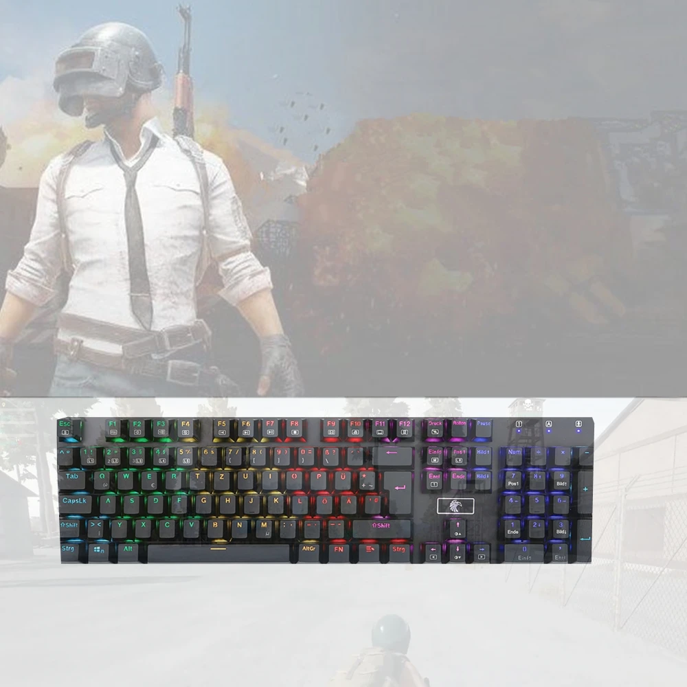 

Shipping from DE E-YOOSO z-88 Mechanical Keyboard German Version USB Wired 105 Keys with Colorful LED Backlight Black Keyboard