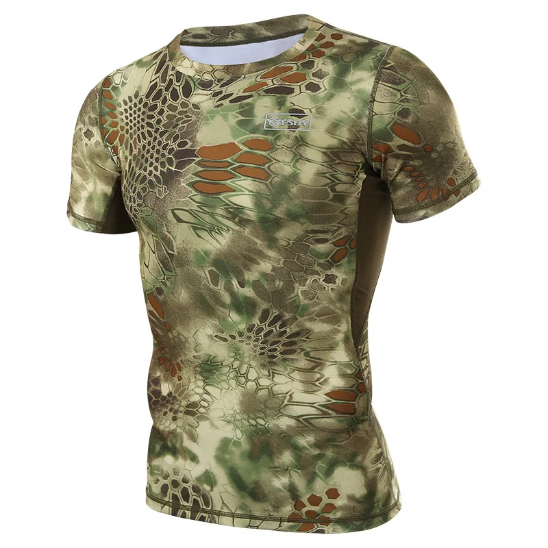 

Men Summer Military Uniform Tactical Camouflage Short Sleeve T-Shirt Mens Outdoor Work Clothes Quick Dry Breathable Camo T Shirt