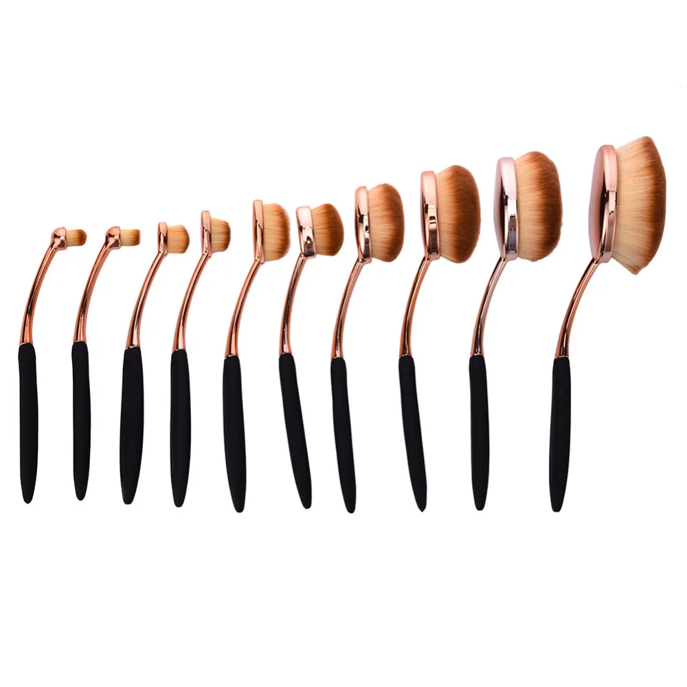 10pcs/set Toothbrush Shape Oval Makeup Brushes Tools Pro Foundation Blusher Eye shadow Eyeliner Face Soft makeup brushes PN010