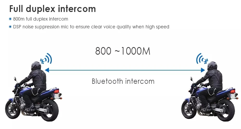 Bluetooth Интерком мотоциклетный шлем Переговорная гарнитура водонепроницаемый беспроводной Bluetooth Мото гарнитура интерфон 800 м