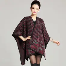 Winter cape Knit 2016 Oversize Tartan wrap Plaid Women New Designer Acrylic Blanket Shawl winter plus big size pashmina