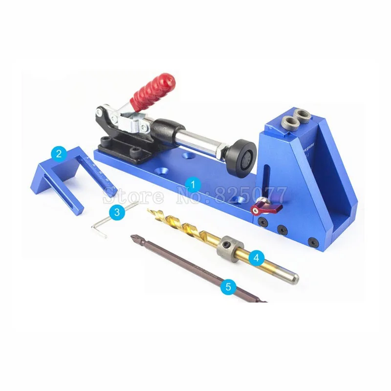 Woodworking Tool Pocket Hole Jig Woodwork Guide Repair Carpenter Kit System With Toggle Clamp And Step