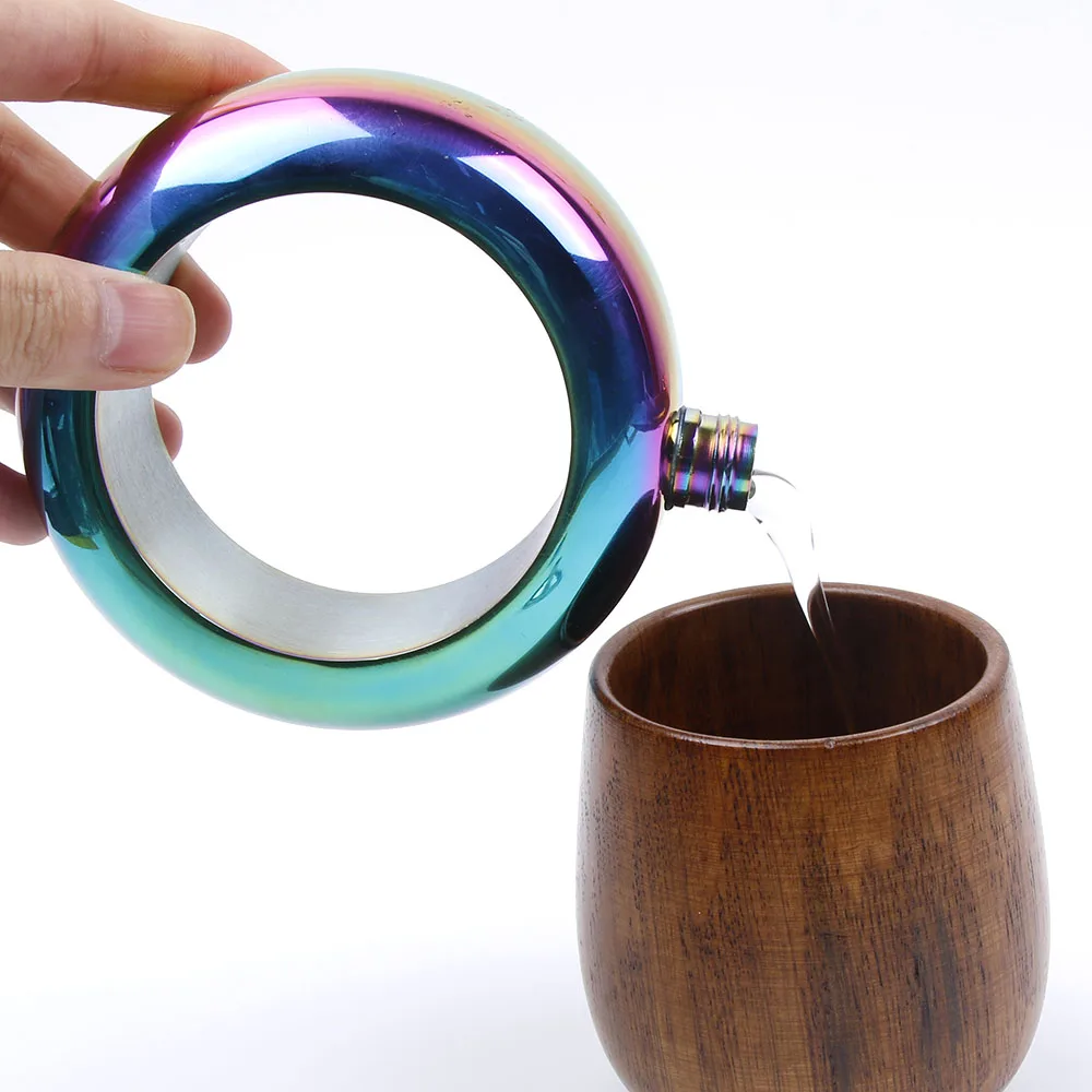 KANNERT Bangle Bracelet Hip Flask Silver/Rainbow/Copper Grade 304