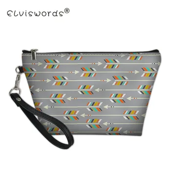 

ELVISWORDS Women Cosmetic Case Arrows Prints Portable Travel Bag Handbags for Lady Makeup Pouch Neceser Toiletry Organizer Pouch