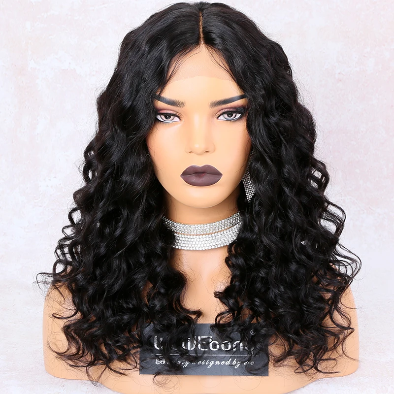 

4.5 Inch 360 Lace Frontal Wig Loose Wave Lace Wig Human Hair Wigs For Women Indian Remy With Baby Hair Pre Plucked WoWEbony