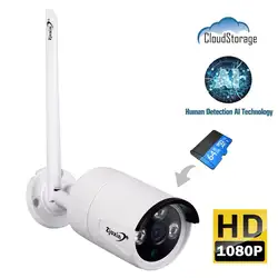 Zjuxin 1080 P 2MP Wifi IP AI камера HD Cloud беспроводная наружная погодозащитный инфракрасный Камера ночного видения с TF слотом
