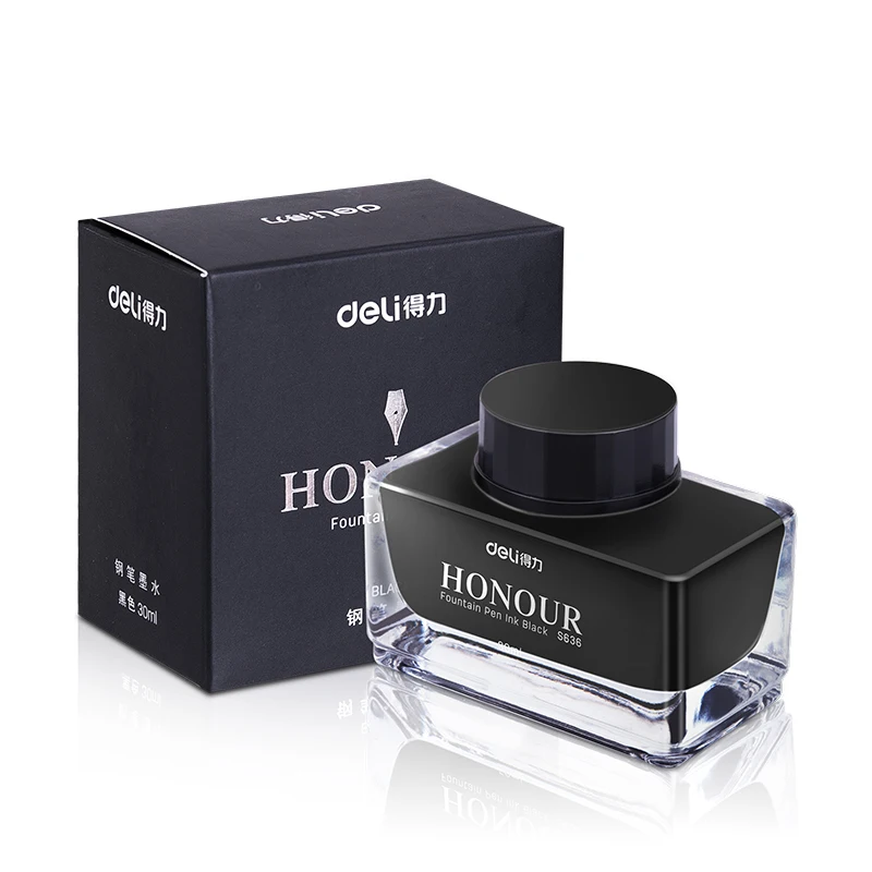 Deli s636 s635 Fountain pen ink 30ml 50ml bottle Black blue Pen ink blackblue Red ink darkblue ink wholesale afbeelding