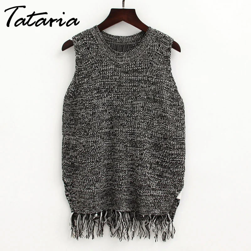 Sleeveless Sweater Vest For Women Sweaters And Pullovers Tassel Red