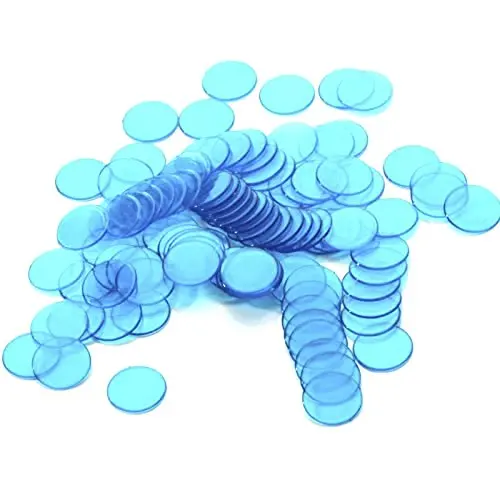 Около 3/4 шт дюймовые пластиковые фишки бинго, прозрачный дизайн, для классных и карнавальных игр бинго синего цвета