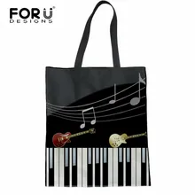 FORUDESIGNS/Повседневная льняная большая сумка для покупок, многоразовая сумка на плечо, сумка на плечо для женщин, пианино, клавиатура, дизайнерская Холщовая Сумка-тоут, сумочка