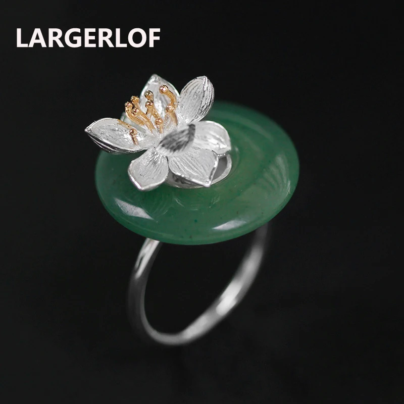 

LARGERLOF Ring Silver 925 Jade Silver Ring Fine Jewelry Women 925 silver Jewelry Vintage Rings RG50151