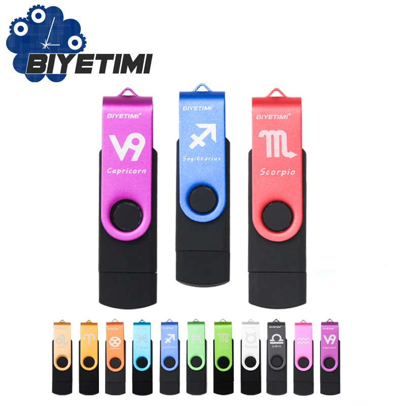 

pen drive otg usb flash drive 12 constellations 32gb 64gb for android mobile phone flash memory stick pendrive mini usb 2.0