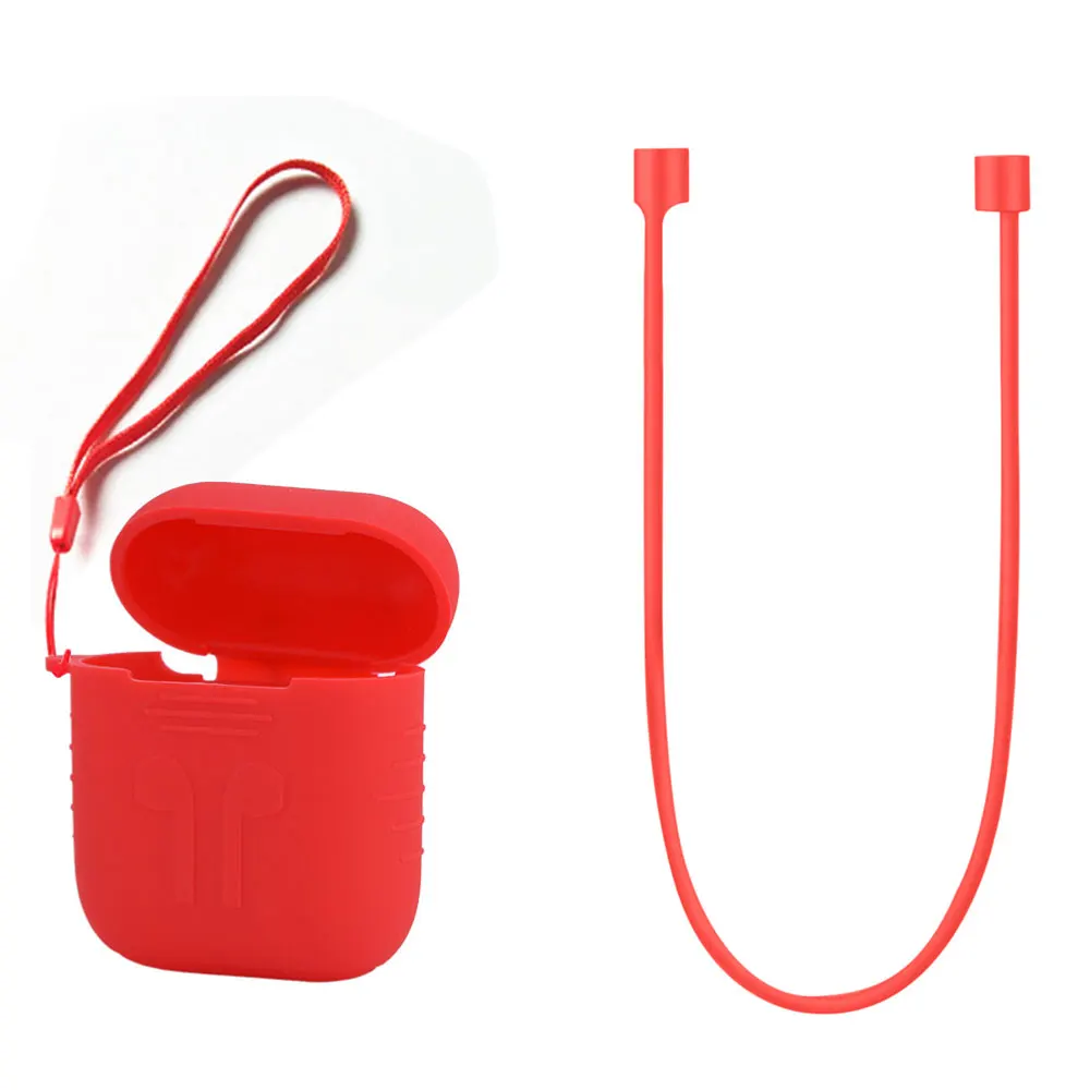 

For Apple Airpods Headset Silicone Shock Proof Protector Dirt-resistant High Quality Sleeve Cover Case+ Lanyard+Anti-loss Rope