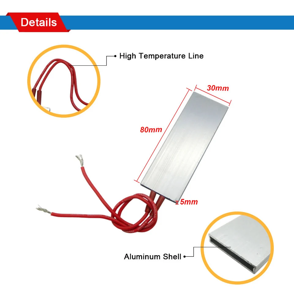 Ljxh-placa aquecedora de alumínio, 2 peças, 80x30x5mm,