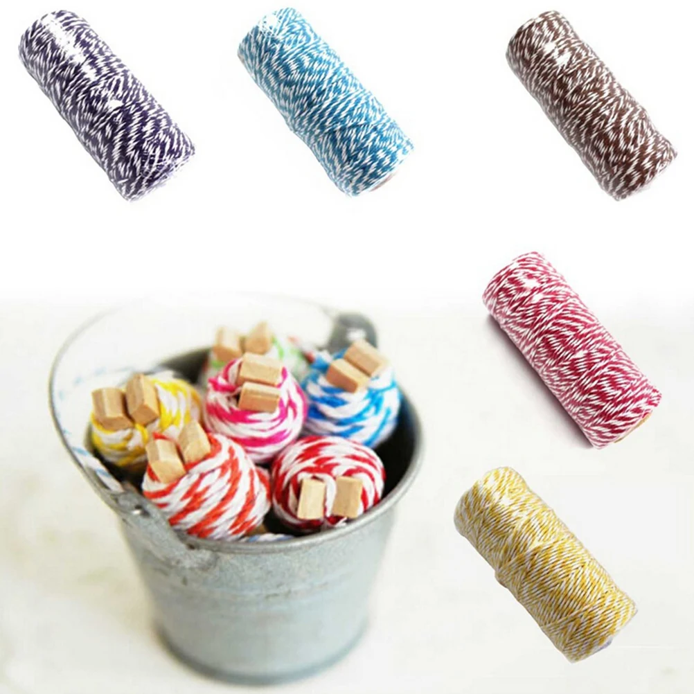 

1 Roll 100Yard Cotton Bakers Twine Stripe Line Candy For Wedding Party Favour Gift Craft Package Supplies