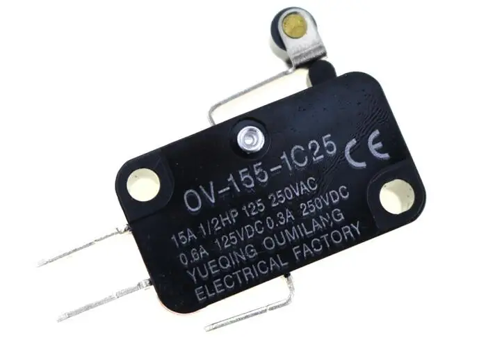 6 piezas SPDT V-155-1C25 Micro interruptor de límite de bisagra corta brazo  de palanca de rodillo para Arduino (paquete de 6) CYT1081