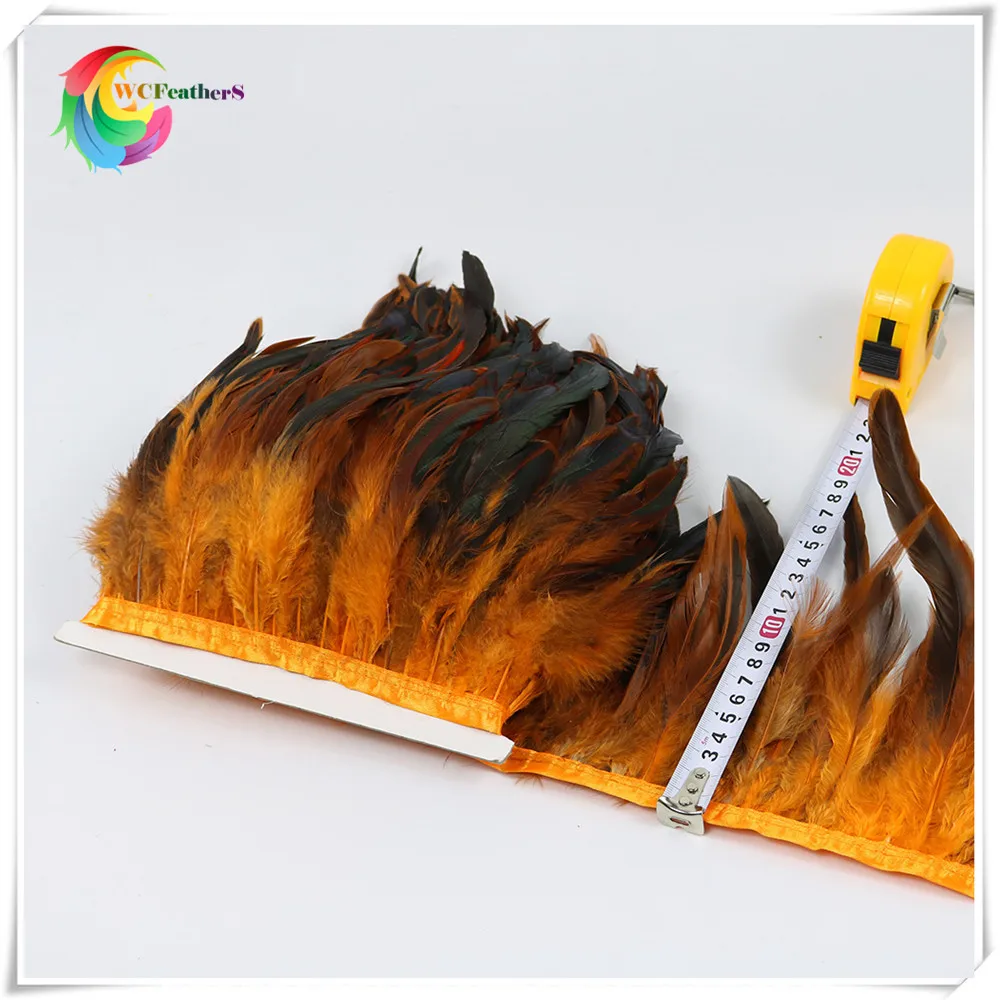 12 orange rooster feather trims 5