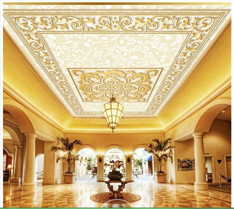 3d天井壁画 リビングルームの装飾用のカスタムメイドの壁紙 天井ボーダーフレーム Ceiling Murals Wallpaper Wallpapers For Living Room3d Wallpaper Aliexpress