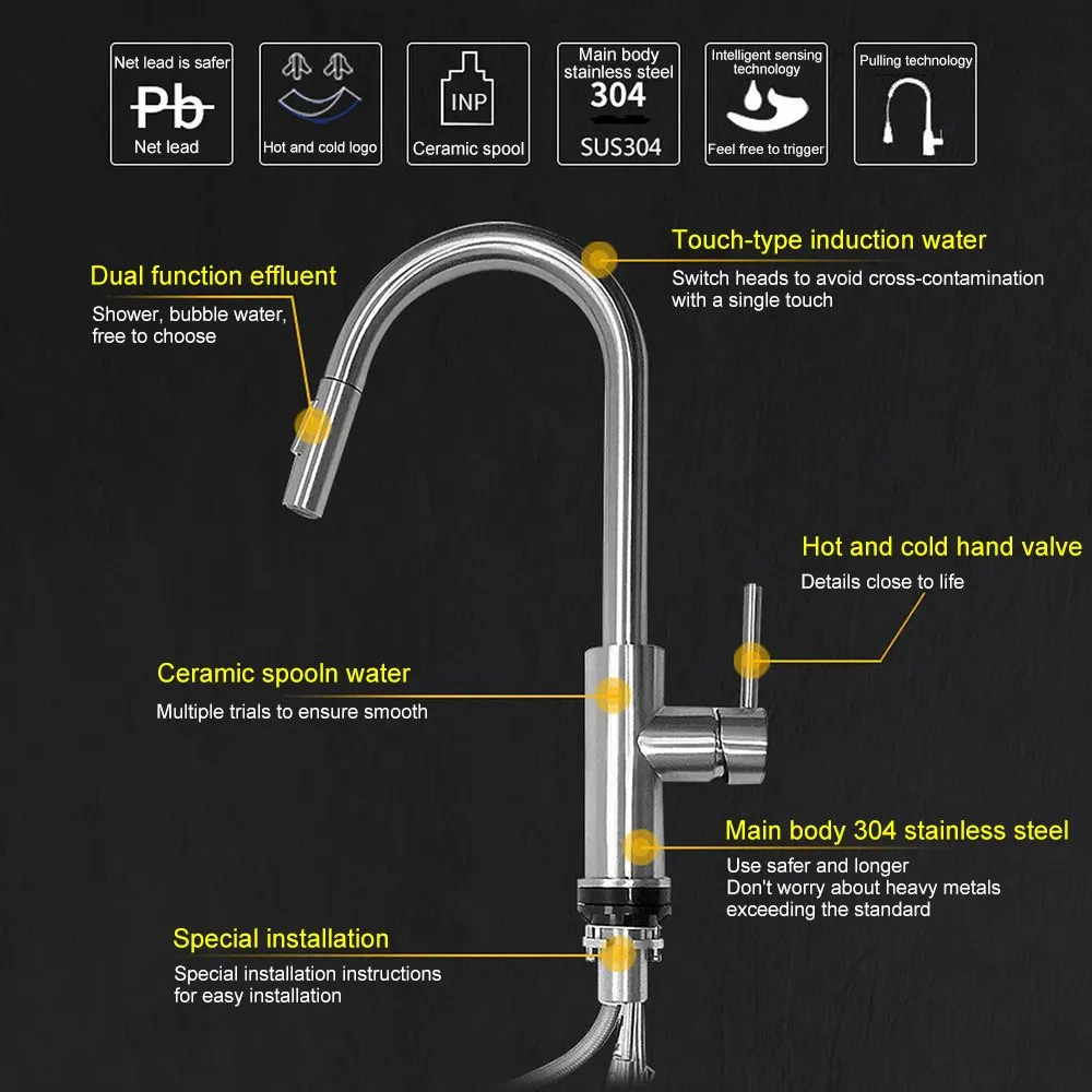  Stainless Steel Sensor Kitchen Faucets Touch Inductive Sensitive Faucet Mixer Tap Single Handle Dua - 33056787605