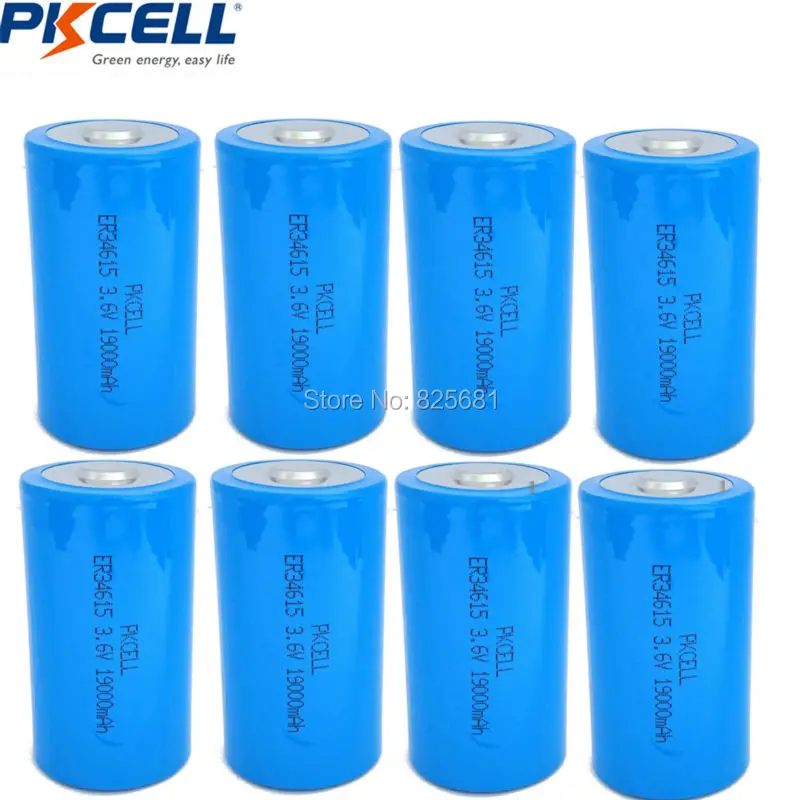 

16Pcs 3.6V 34615 ER34615 19000mah Li-SCLO2 single use battery in falt top D LiSOCl2 Batteries for 10years