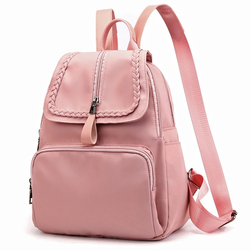 

Women Concise Backpack Neutral Schoolbag Anti-Theft Design And Waterproof Nylon Backpacks