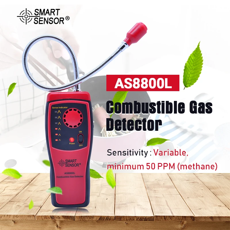 Baratos Analizador de Gas Puerto Detector de Gas Combustible ubicación de fugas de Gas Natural inflamable determinar medidor probador alarma de luz de sonido AS8800l