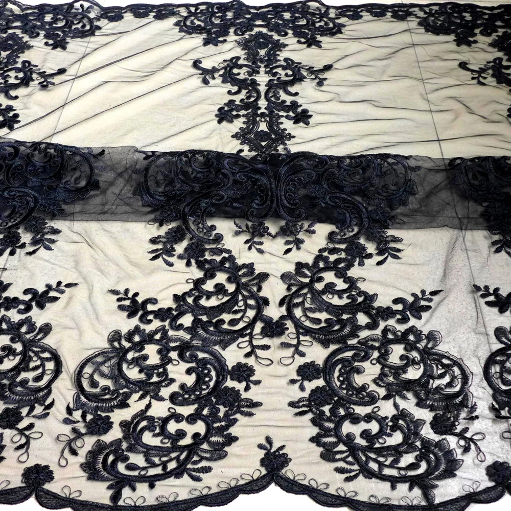 

La Belleza black/ivory/pure white large pattener wedding dress lace fabric 51'' width 1 yard