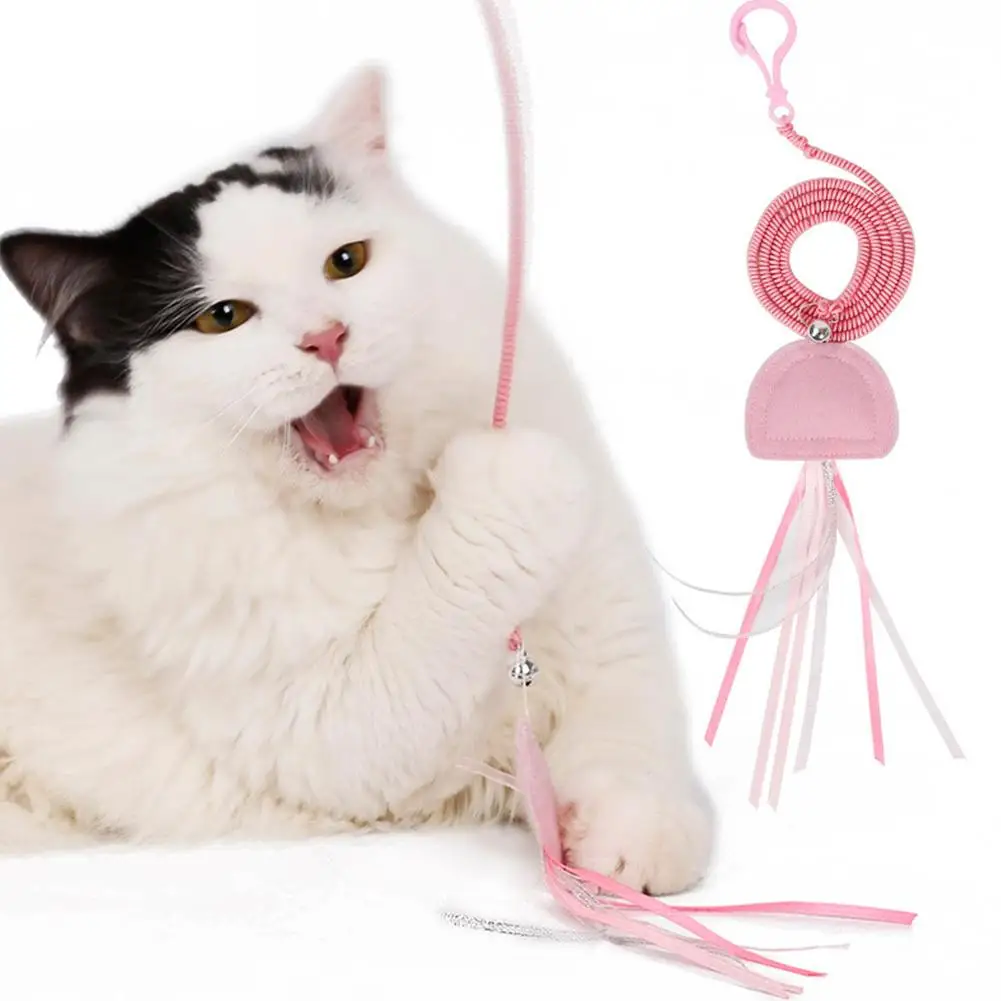 

TPFOCUS Cat Toys Elastic Simulate Jellyfish Shape Bell Spring Finger Toy Hanging Cat Teaser Cat Kitten Playing Pet Scratch Toy