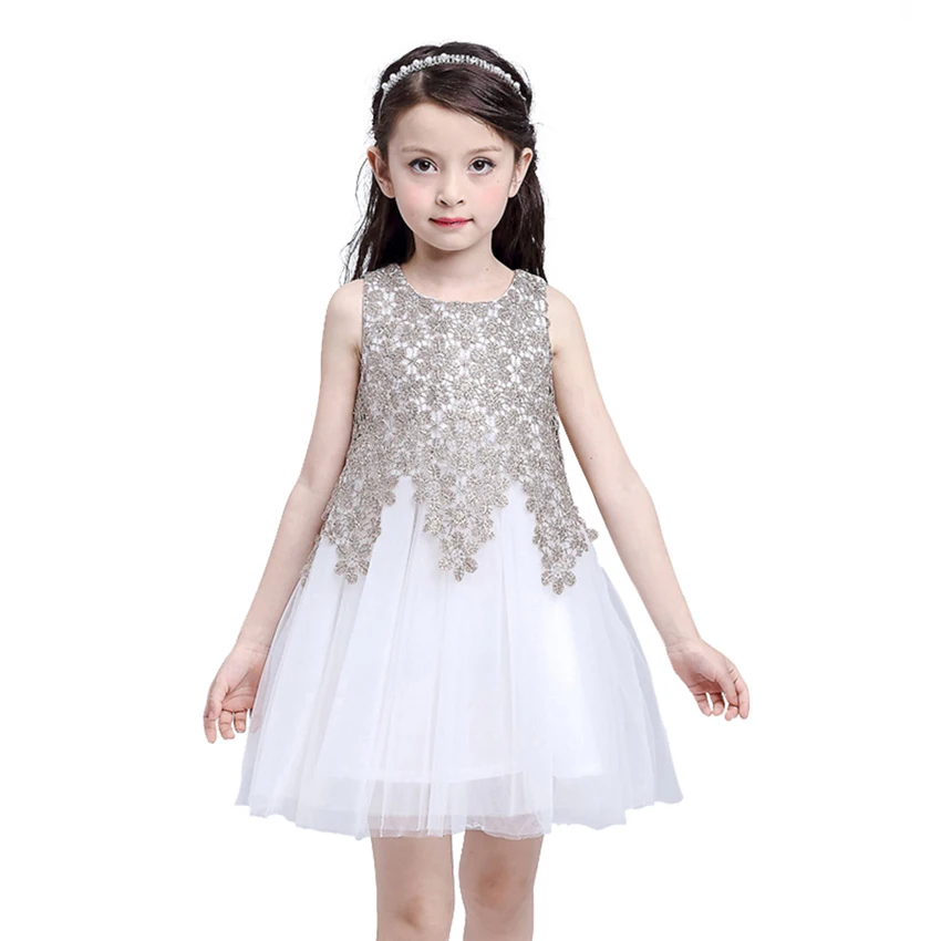 Mudkingdom Toddler Girls Flower Lace Summer Dress Childrens Princess Little Baby Girl Formal Wedding Party Dresses Kids Clothes