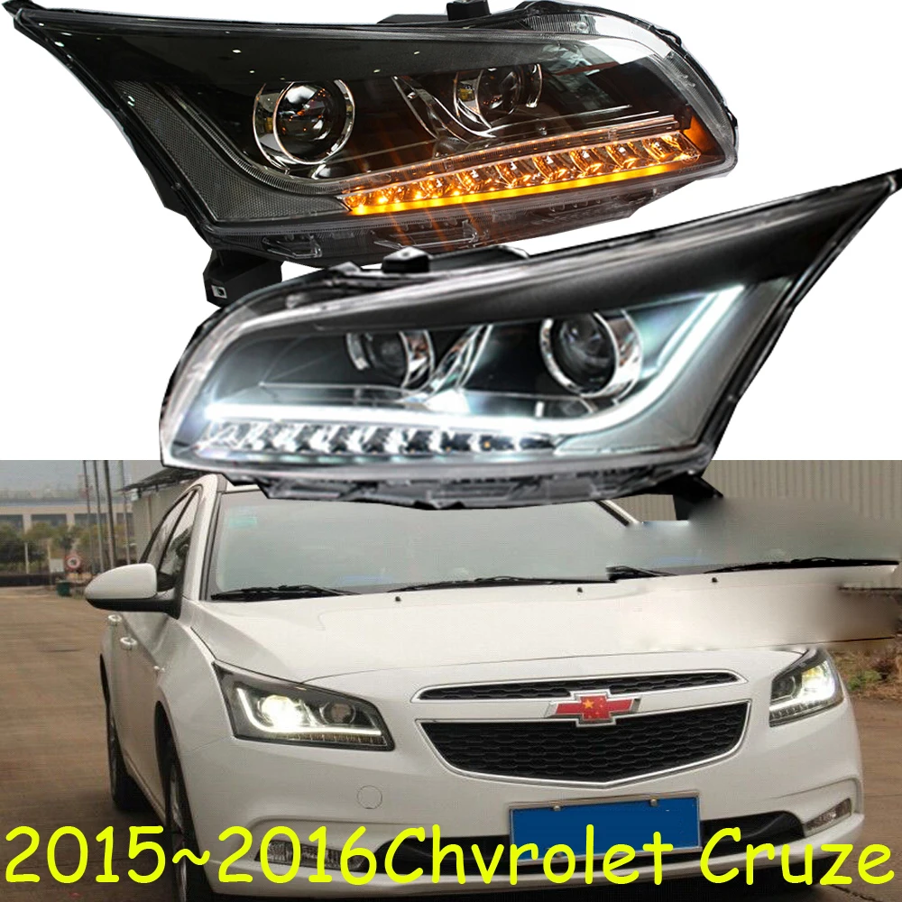 2pcs Bumper lamp for chevrolet Cruze Headlight 2016year DRL Bi Xenon Lens HI LO Parking HID Fog Lamp cruze Taillight