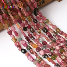 5-8mm irregular natural genuino de turmalina perlas para joyería haciendo 15 pulgadas natural cuentas de piedra para manualidades pulsera