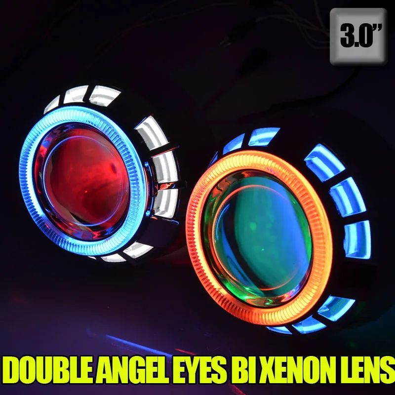 

3.0 inch 35W hid bi xenon projector lens kit with double CCFL angel eyes+Devil eyes for h1 h7 h4 h11 9005 HB4