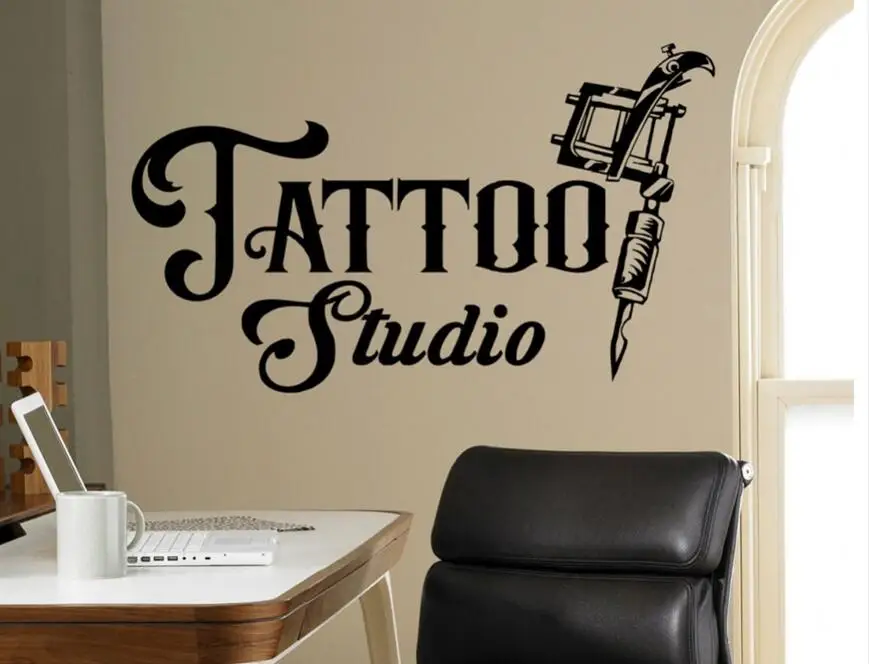juntop Tattoo Studio Wall Decal Machine Salon Poster Vinyl Sticker Decor Extraíble Art Mural Wallpaper para Tattoo para Estudio 56x90cm 