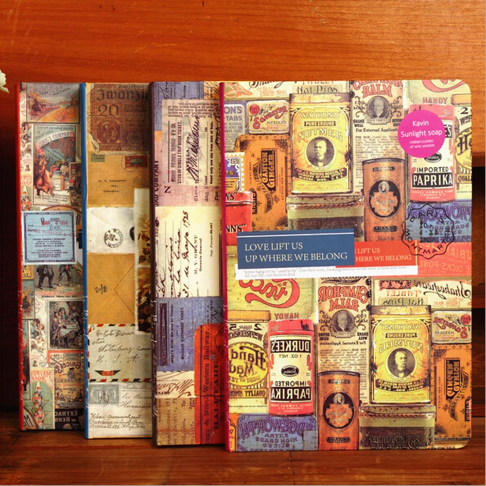 

Vintage European Asethetic Illustrations Hardcover Colored Kraft Paper Sketchy Planner Diario Note-taking Planners Gift Notebook