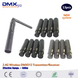 DHL Бесплатная доставка 13 шт./лот 2.4 г ISM 126ch беспроводной DMX512 5pin XLR передатчик и приемник адаптер Свет этапа