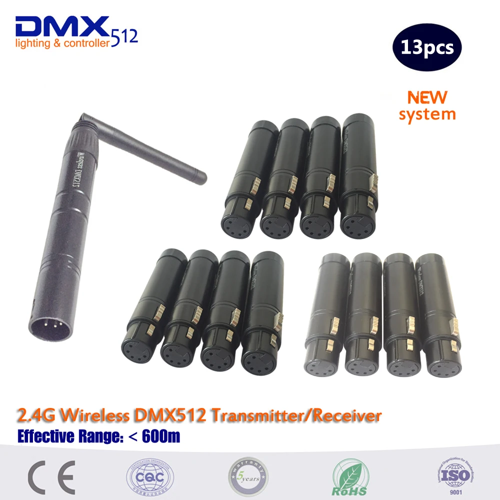 Передатчик и приемник 13 шт./лот 2 4G ISM 126ch беспроводной DMX512 5-контактный XLR адаптер