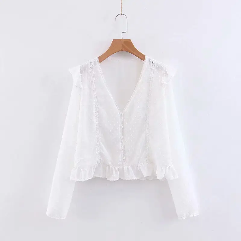 

Fashion Women XZ45-1947 European and American Fashion Spliced Tissue Shirts