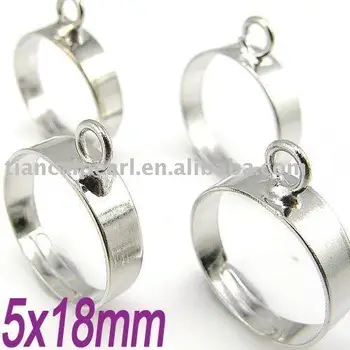 

silver plated ring base blank adjustable ring with pad findings 18mm Jewelry Findings Accessories Fittings Components