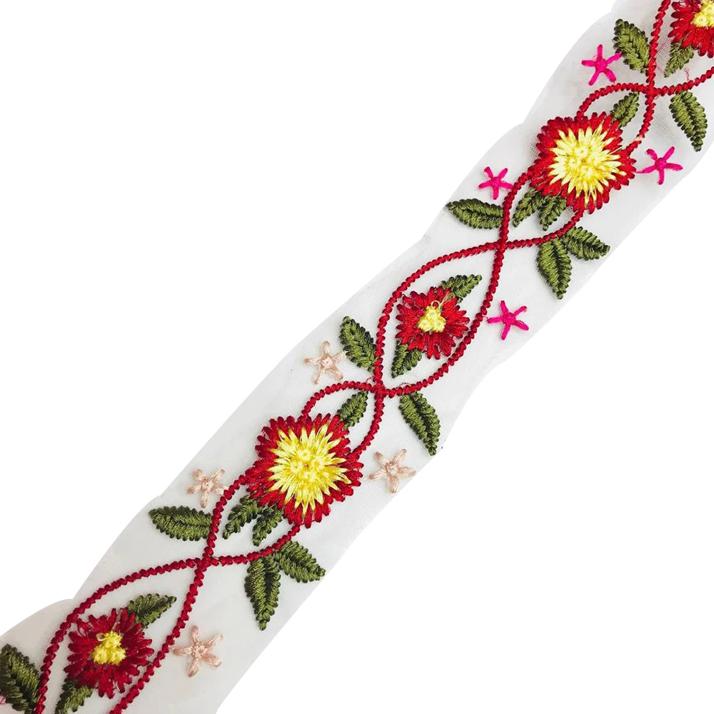 

Lychee Life 1 Yard Flower Embroidery Lace Ribbon Ethnic Style Lace Trims DIY Handmade Sewing Dress Clothes Supplies Decoration